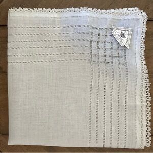 Vintage Linen White Handkerchief Hanky New 11” Square